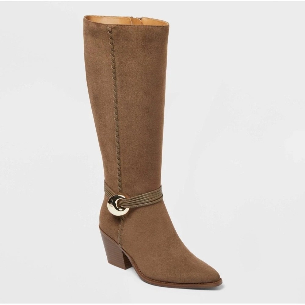 Universal Thread Rio Boots Women 7.5 Gray NWT Wide Calf Memory Foam Tall Block